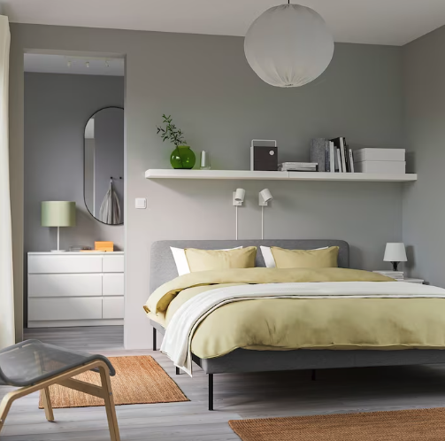 <p><a href="https://www.ikea.com/us/en/p/slattum-upholstered-bed-frame-knisa-light-gray-70446385/" rel="nofollow noopener" target="_blank" data-ylk="slk:Shop Now;elm:context_link;itc:0;sec:content-canvas" class="link ">Shop Now</a></p><p>Slattum Upholstered Bed Frame</p><p>ikea.com</p><p>$179.00</p>