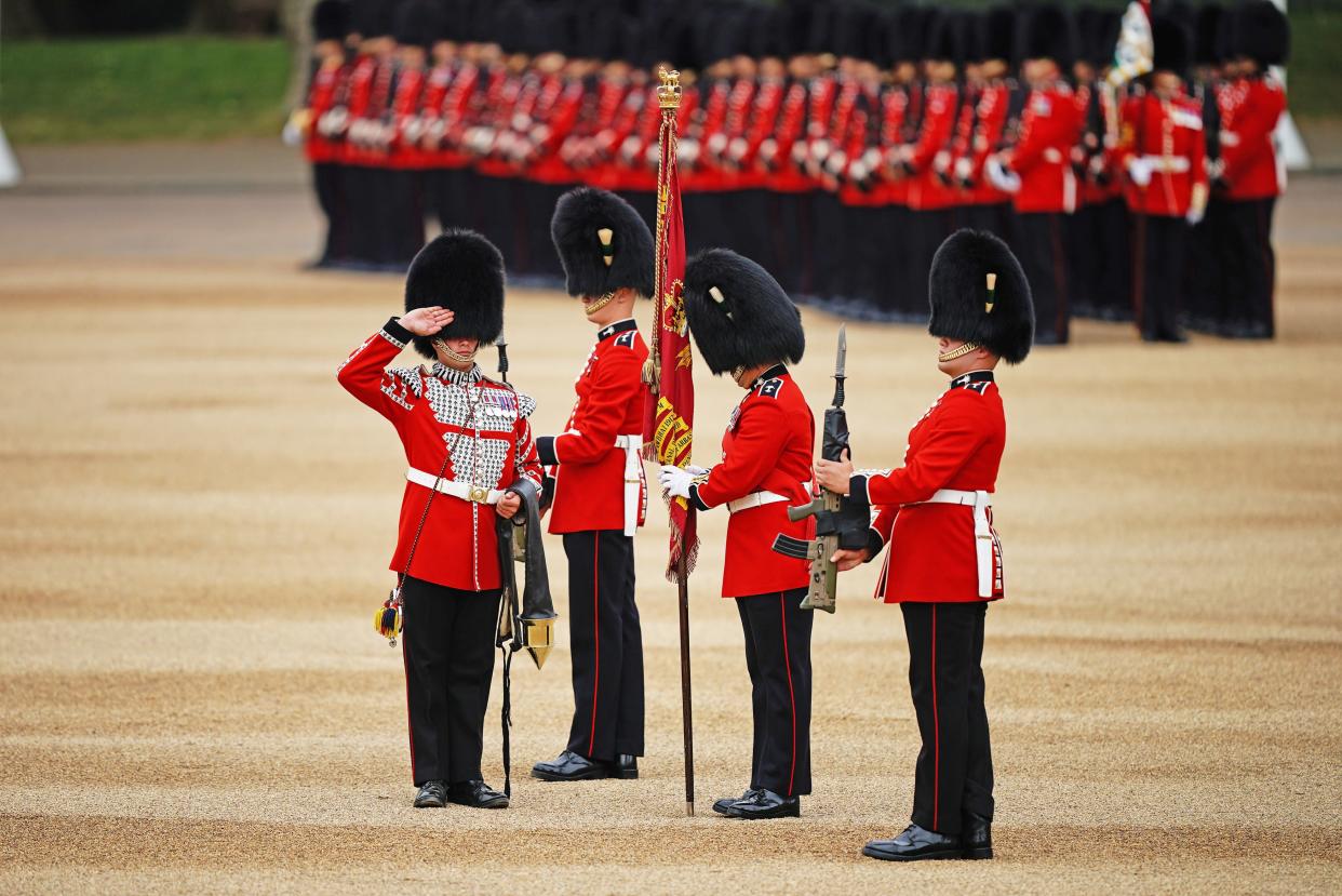 Members of the Household Division during the Trooping the Colour ceremony at Horse Guards Parade, (PA)