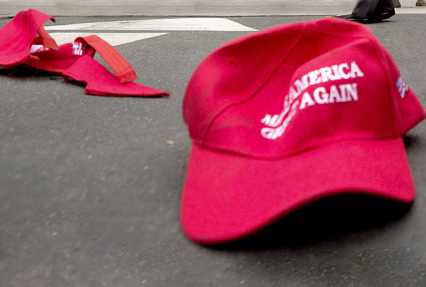 Make America Great Again Hats on Ground Getty/David McNew