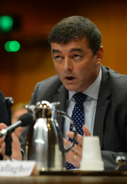 David Gallagher, chairman and managing director of Pfizer Australia, speaks at an Australian parliamentary hearing in Sydney on July 1, 2015