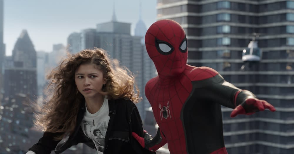 MJ (Zendaya) and Spider-Man (Tom Holland) in Spider-Man: No Way Home (Sony Pictures Releasing)