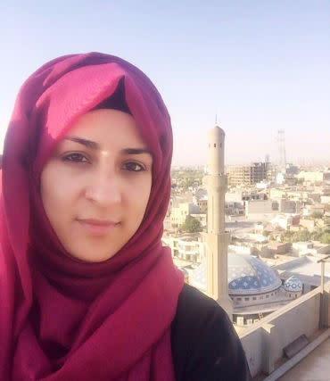 Undated handout photo of Madiha Raza, who works for the British-based charity Muslim Aid, in Erbil, Iraq. The British aid worker heading into the ruins of Mosul has said she is aware of the possible dangers, but that helping those trapped in the Iraqi city is far more important.