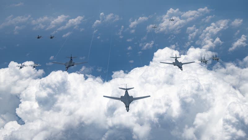 U.S. Air Force, Navy, Marine Corps and Japan Air Self Defense Force aircraft conduct a large-scale joint and bilateral integration training exercise in the Indo-Pacific region