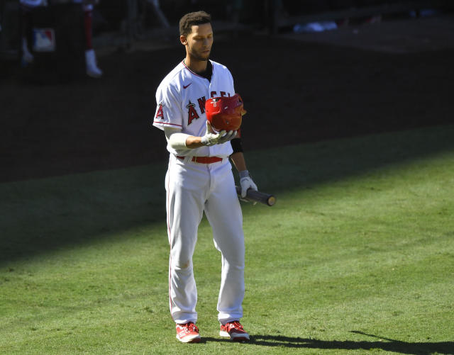 Andrelton Simmons #2 of the Los Angeles Angels is congratulated by