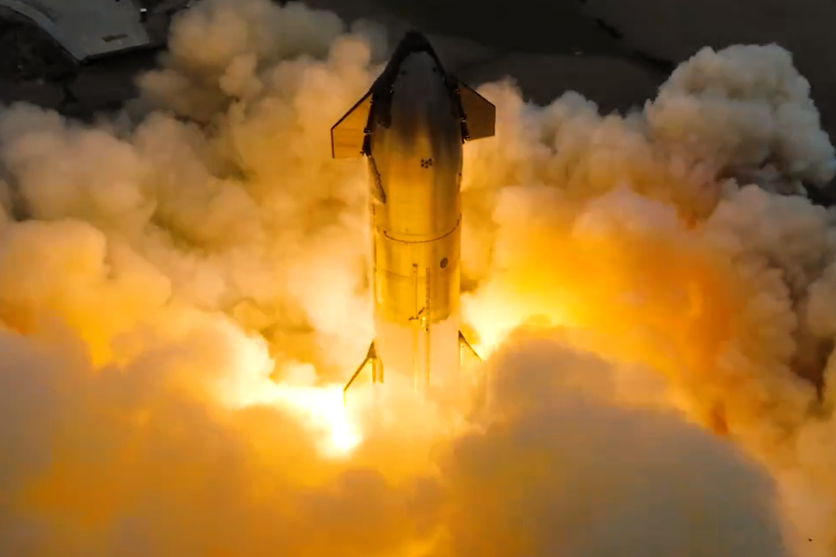 SpaceX performed a static fire test on a Starship rocket at its Starbase facility in Boca Chica, Texas, on 25 March, 2024 (SpaceX)