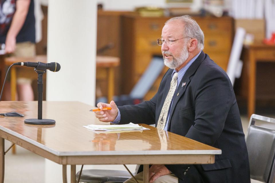 Pa. Representative Dan Moul speaks during the May meeting of the Hanover Borough Council, Wednesday, May 22, 2024, in the Hanover Borough council chambers at the municipal building.