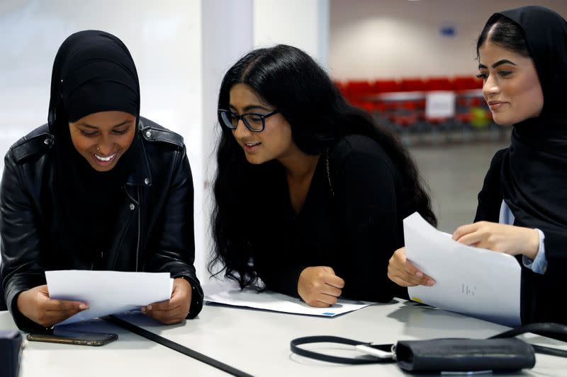 Students receive their A-Level results at Ark Academy in London