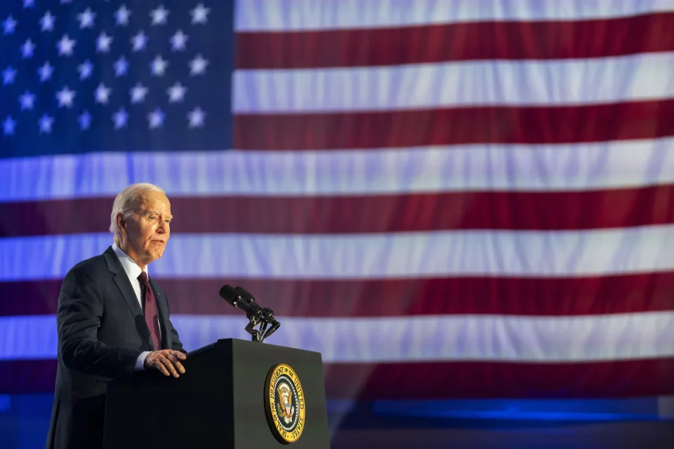 President Joe Biden speaks at a campaign event in North Las Vegas, Nev., Sunday, Feb. 4, 2024. (AP Photo/Stephanie Scarbrough)