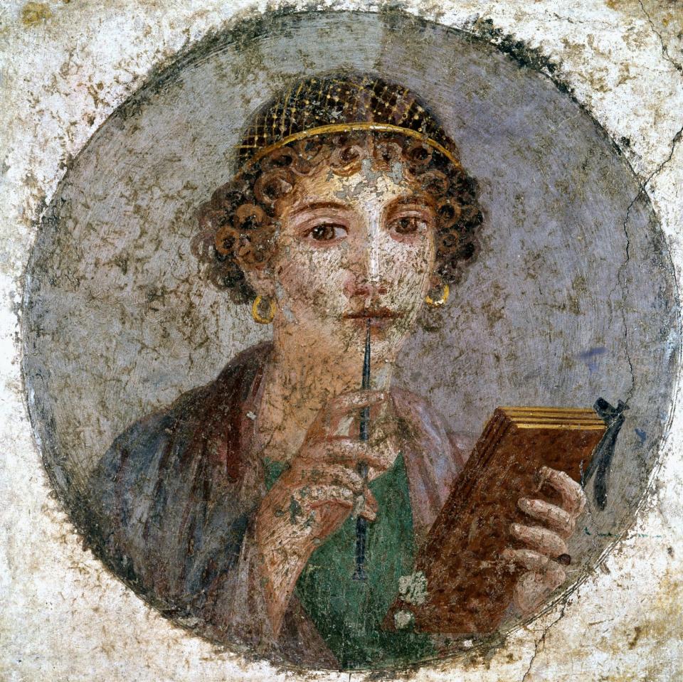 A portrait thought to represent the Greek poet Sappho, held in Italy's National Archaeological Museum