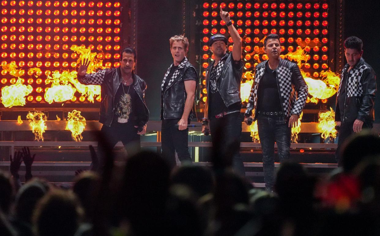 New Kids on the Block, shown performing at Fiserv Forum in 2022, will play Milwaukee's American Family Insurance Amphitheater in 2024.