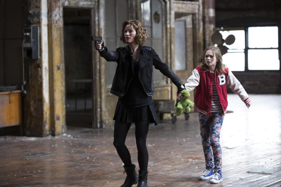 This photo released by NBC shows Sienna Guillory, left, as Moore, and Johnny Sequoyah as Bo, in the pilot of the new NBC television series, "Believe." Alfonso Cuaron and J.J. Abrams ("Lost," the "Star Trek" movies) are executive producers of "Believe," a drama about a child whose supernatural powers put her and the world at risk. (AP Photo/NBC, Eric Liebowitz)