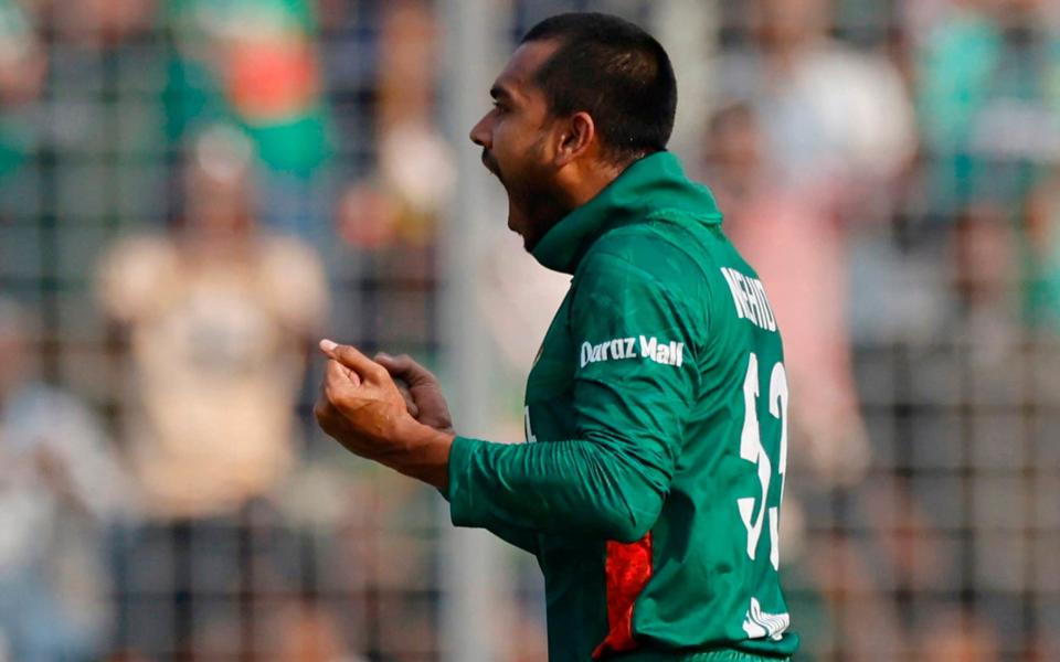 Mehidy Hasan Miraz celebrates. - Adnan Abidi/Reuters