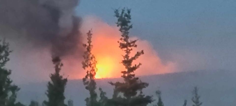 Photo was taken by Takhini River subdivision resident Georgina Widney. She says the fire is approximately three kilometers from her home.