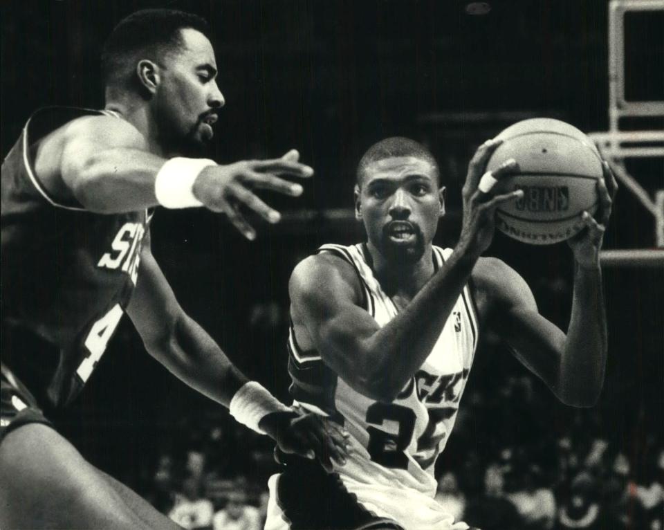 Paul Pressey took over as the Bucks' point forward from Marques Johnson and played the position full time in 1984-85, when he averaged 6.8 assists.