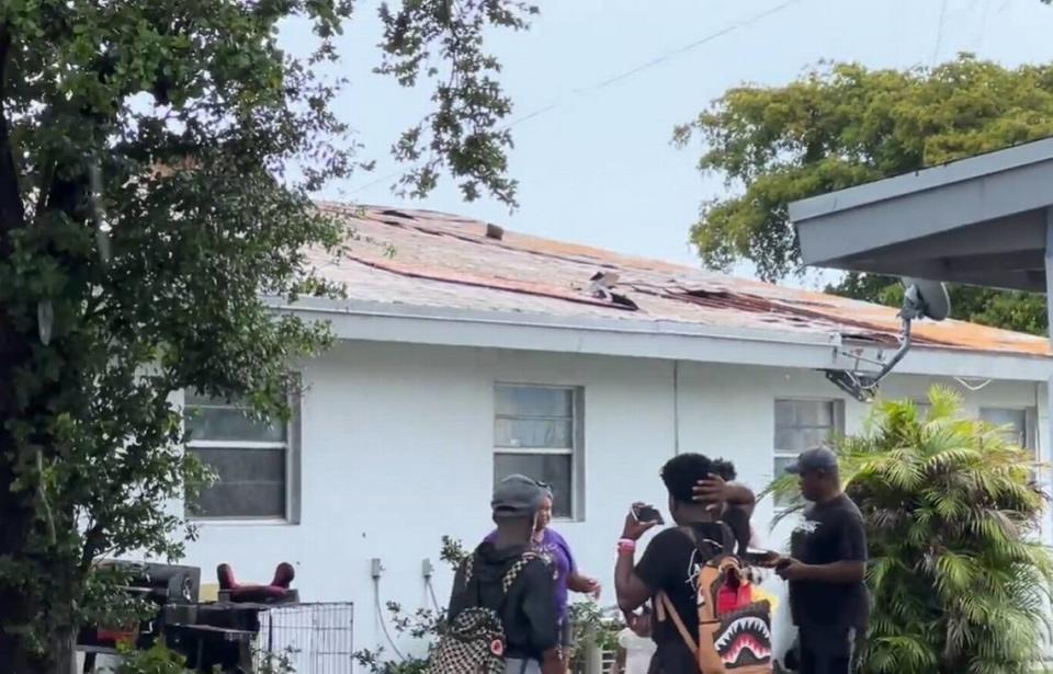 Two families are displaced after storms ripped through West Park in Broward County, leading to a partial collapse of a duplex apartment’s roof in the 5400 block of Southwest 31st Street on Saturday afternoon, June 3, 2023.