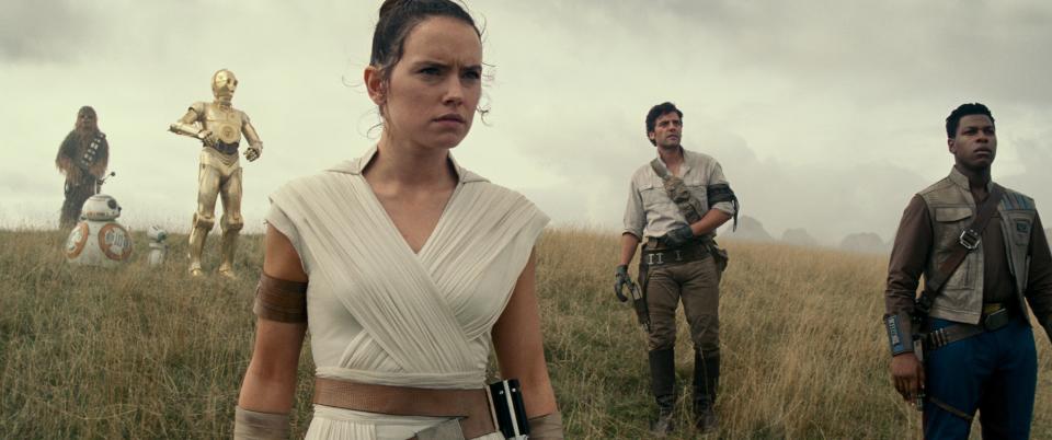 Rey (Daisy Ridley, center), seen here in "Star Wars: The Rise of Skywalker," will return in a new movie.