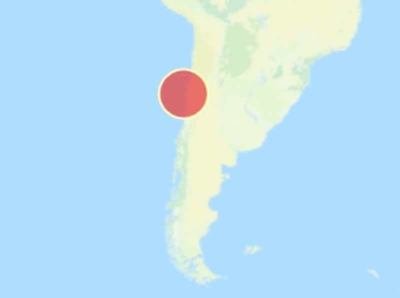 美國地質調查所（US Geological Survey）13日表示，智利沿海城市科津波（Coquimbo）附近地區的外海發生規模6.5地震。（氣象局網站）  