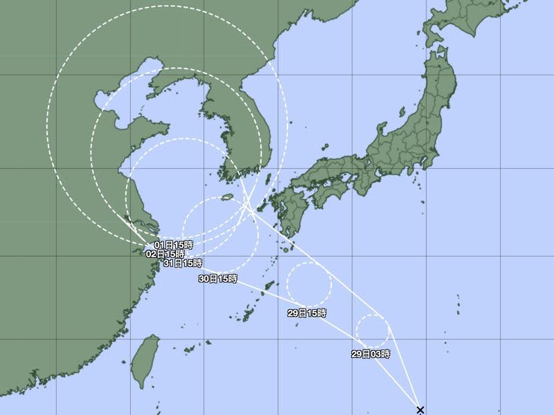 位於台灣東方海面的熱帶性低氣壓TD07，預計將於今（28日）增強為今年第5號颱風「桑達」。（翻攝自日本氣象廳）