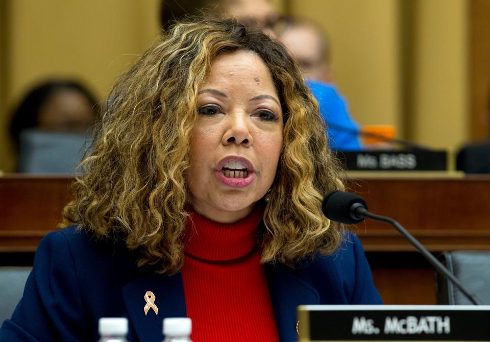 Rep. Lucy McBath D-Ga., speaks during the House Judiciary Committee hearing on gun violence, at Capitol Hill in Washington, Wednesday, Feb. 6, 2019.