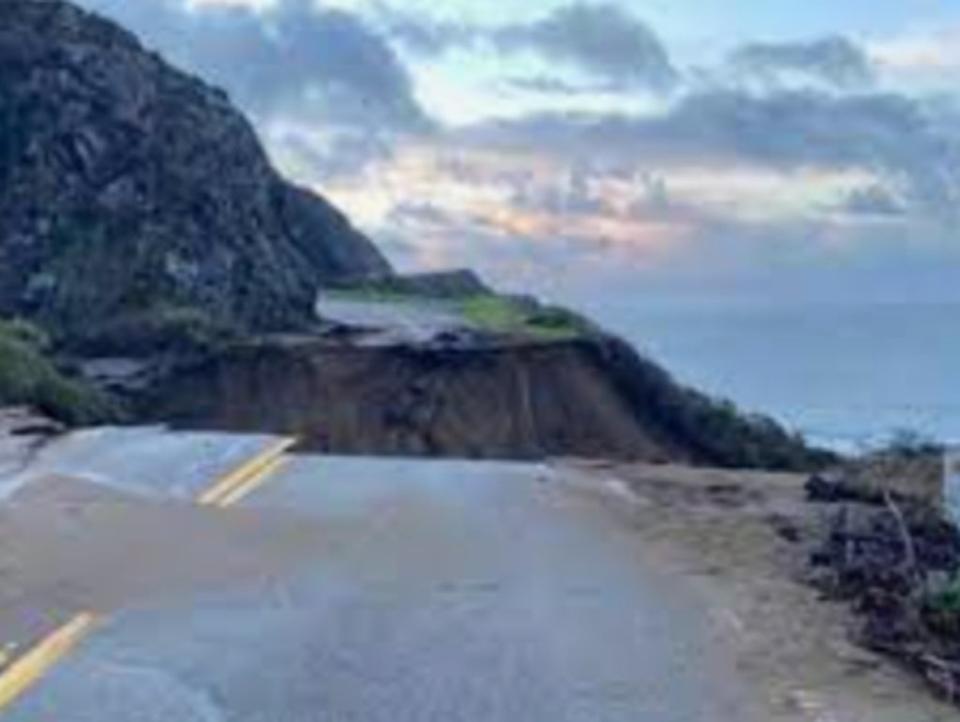 A landslide destroyed a portion of the Big Sur coastal highway in California in January (Fox2)