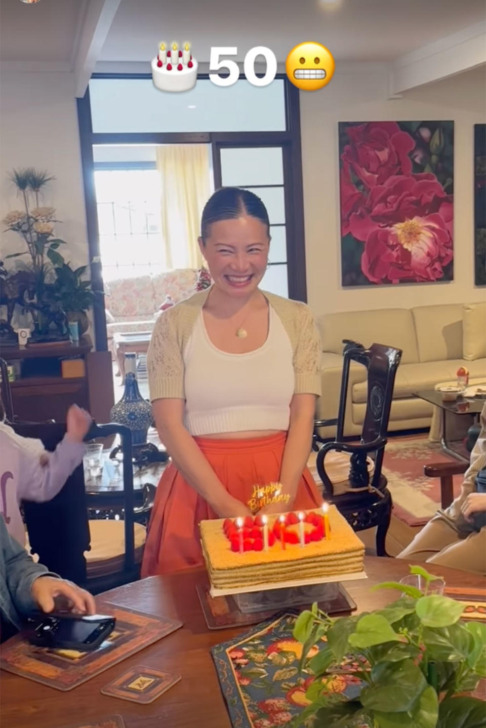 Poh Ling Yeow with her 50th birthday cake