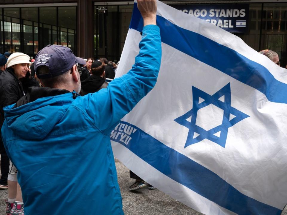 Supporters Of Israel Hold Flag Raising Rally In Chicago