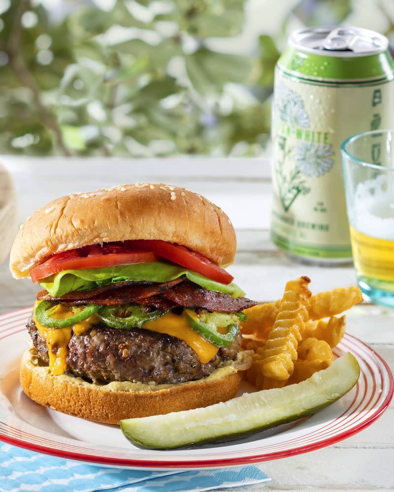 Beef Burgers with Jalapeños, Cheddar, and Crispy Pepperoni