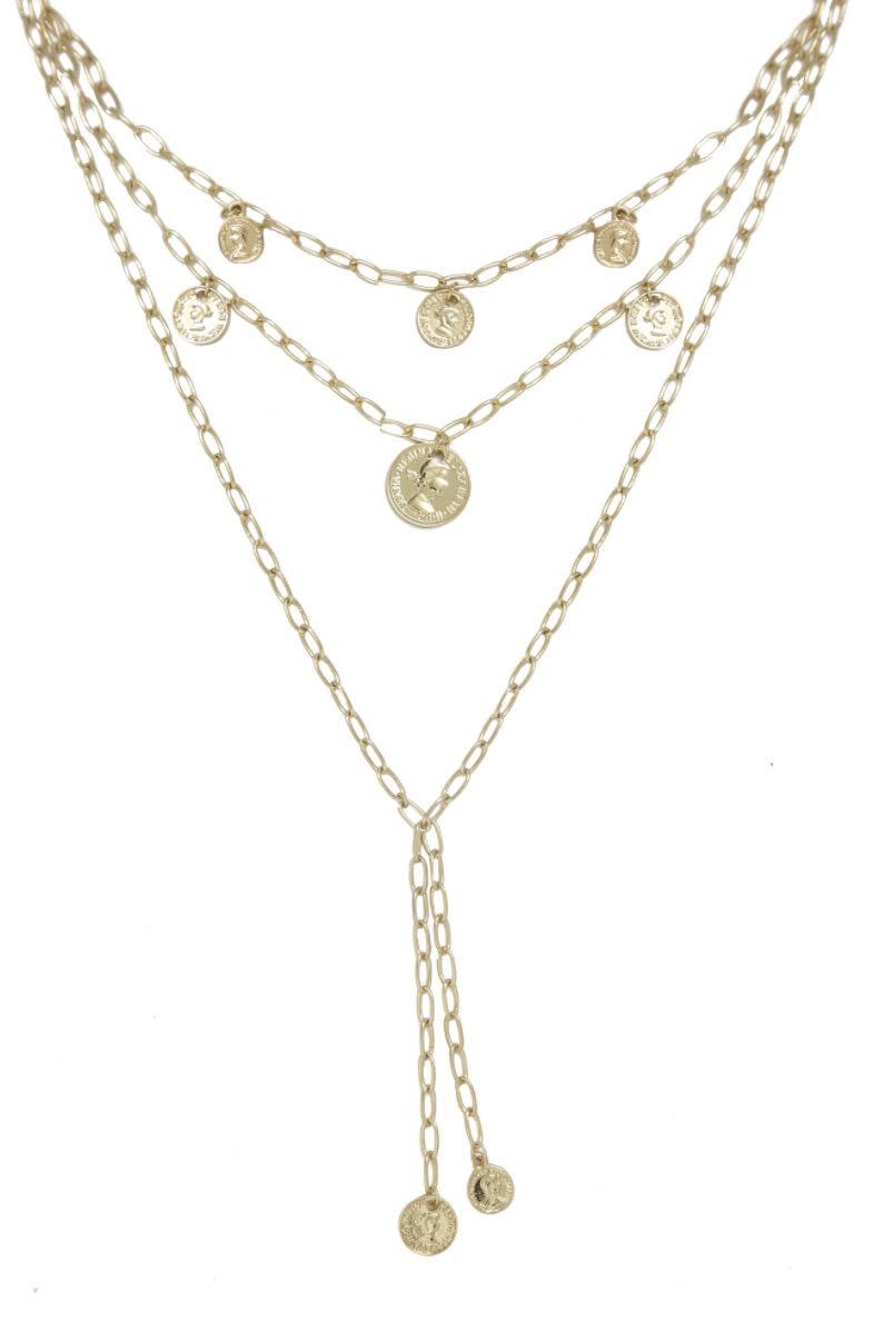 Mini Coin 18k Gold Plated Layered Necklace