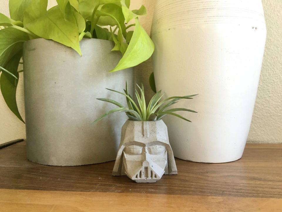 Concrete Darth Vader Planter