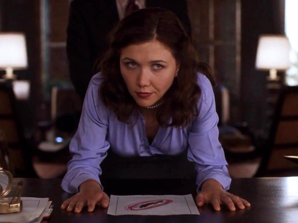 Secretary (2002): Secretary was Gyllenhaal’s breakthrough film, a taboo-busting story in which she plays a maladjusted secretary who enters into a BDSM relationship with her mannered, dominant boss (James Spader). (Lionsgate Films)