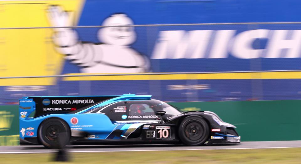 The No. 10 Acura DPi flies through the infield of Daytona International Speedway in Daytona Beach during practice on Friday. The green flag for the 60th running of the Rolex 24 at Daytona comes down Saturday at 1:40 p.m.