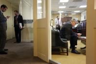 U.S. Senator Sheldon Whitehouse waits for the start of a news conference after a Senate vote on whether to overturn a presidential veto of the Keystone XL pipeline, at the U.S. Capitol in Washington, March 4, 2015. REUTERS/Jonathan Ernst