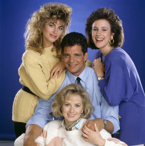 <p>CBS via Getty </p> Nancy Frangione with 'Sharing Richard' costars Eileen Davidson, Ed Marinaro and Hillary B. Smith