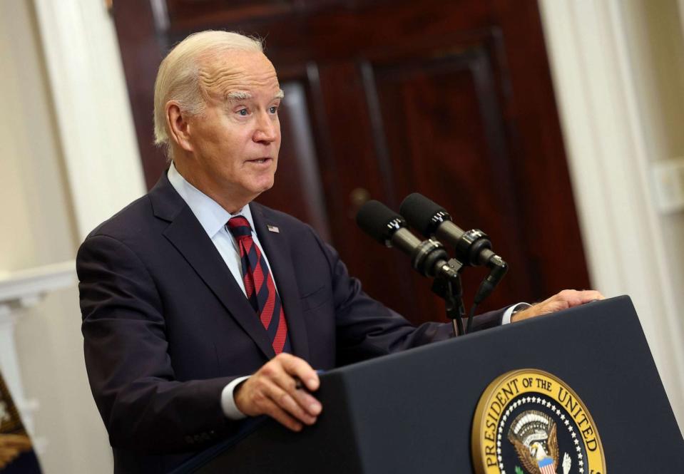 PHOTO: President Joe Biden delivers remarks on new Administration efforts to cancel student debt and support borrowers at the White House on Oct. 4, 2023 in Washington, DC. (Kevin Dietsch/Getty Images)