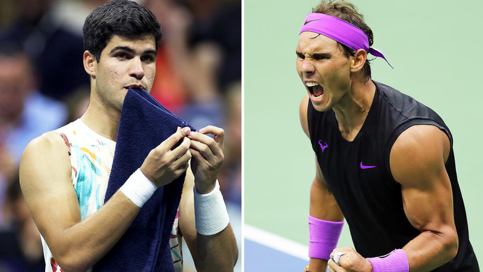 Carlos Alcaraz and Rafa Nadal at the US Open.