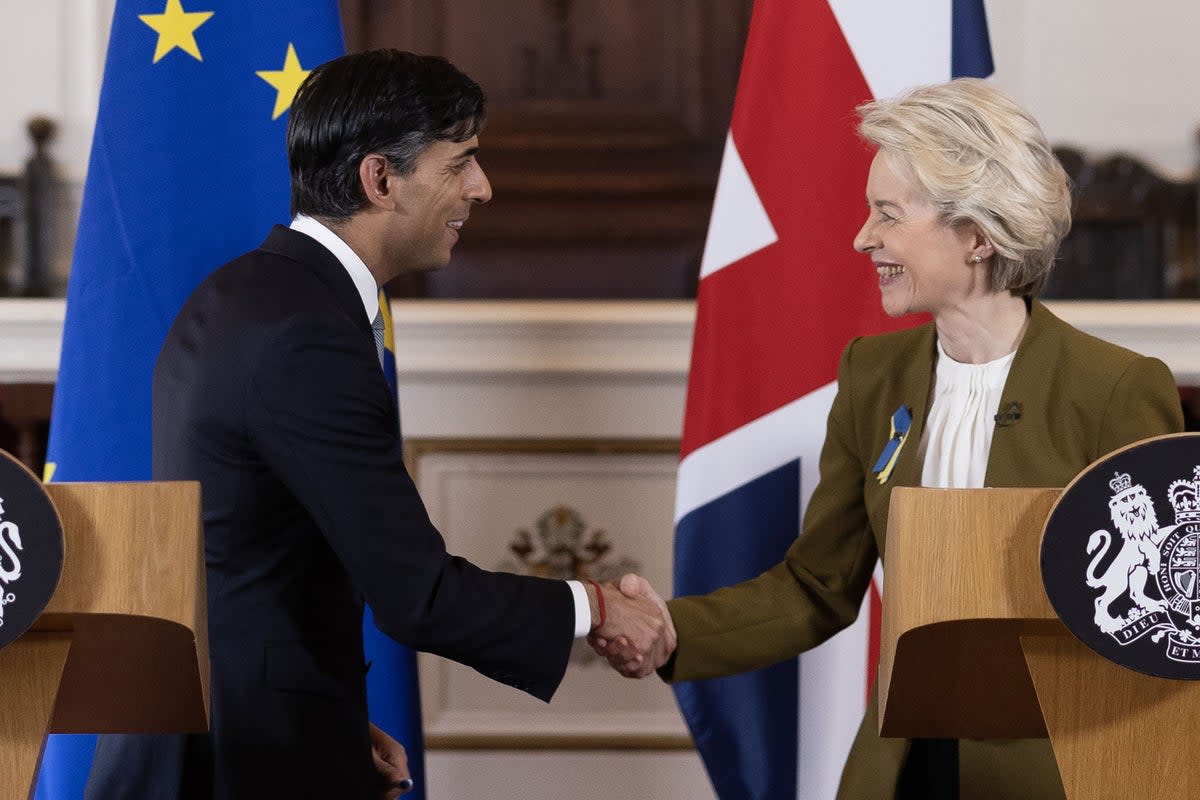 Prime Minister Rishi Sunak and European Commission president Ursula von der Leyen, announcing the deal last month (Dan Kitwood/PA) (PA Wire)