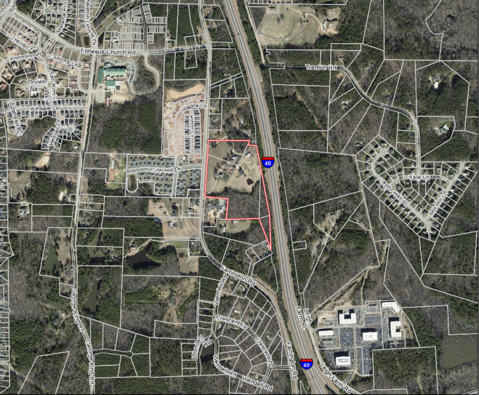 EPCON Communities plans to build 67 single-family homes between Farrington Road and Interstate 40 in southwest Durham. The city voted to annex the land on Aug. 15, 2022.
