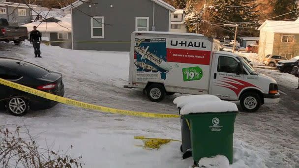 PHOTO: Police start removing belongings from the Moscow, Idaho, house where four University of Idaho students were killed. (KXLY)