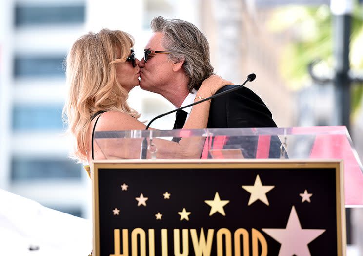Goldie Hawn and Kurt Russell at joint Walk of Fame ceremony.