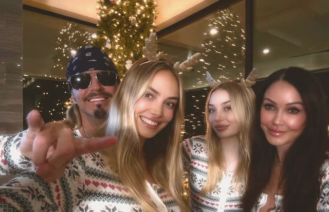 <p>Brett Michaels Instagram</p> Bret Michaels with his partner Kristi Gibson and their children Raine and Jorja