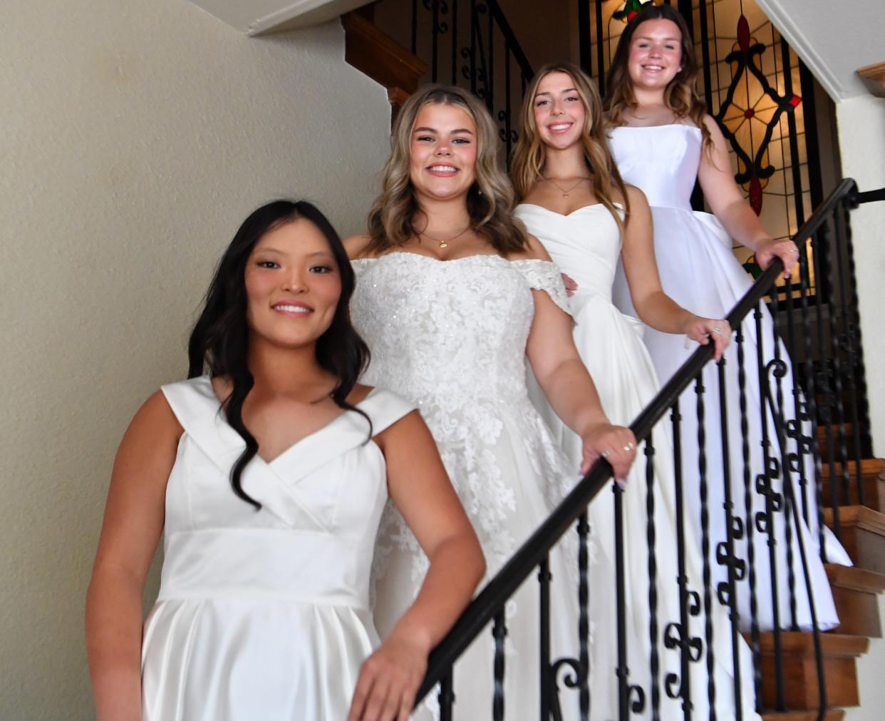 These Junior Forum debutantes shown here at The Forum are, top to bottom, Carson Lipscomb, Lauren Lozipone, Presley Montz and Sydney Mulhare.