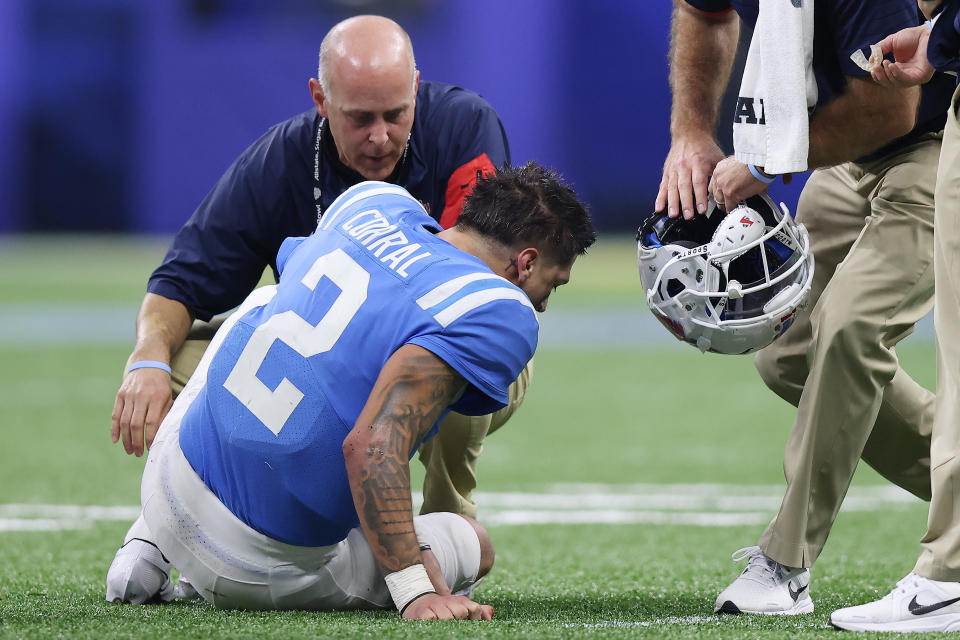 Matt Corral said he doesn't regret not opting out of the Sugar Bowl, where he suffered game-ending ankle injury. (Photo by Jonathan Bachman/Getty Images)