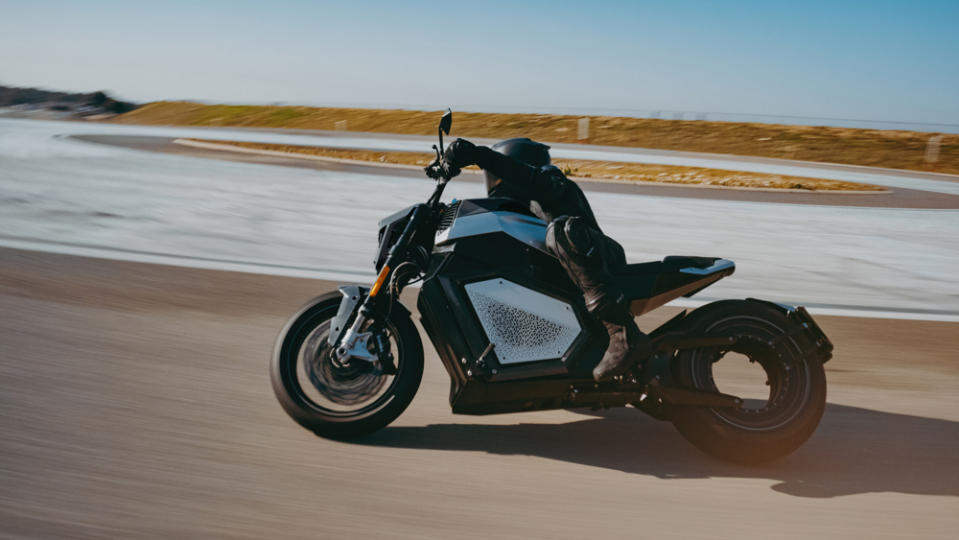 Mika Häkkinen, two-time Formula 1 World Champion, on the all-electric Mika Häkkinen Signature Edition bike from Verge Motorcycles.