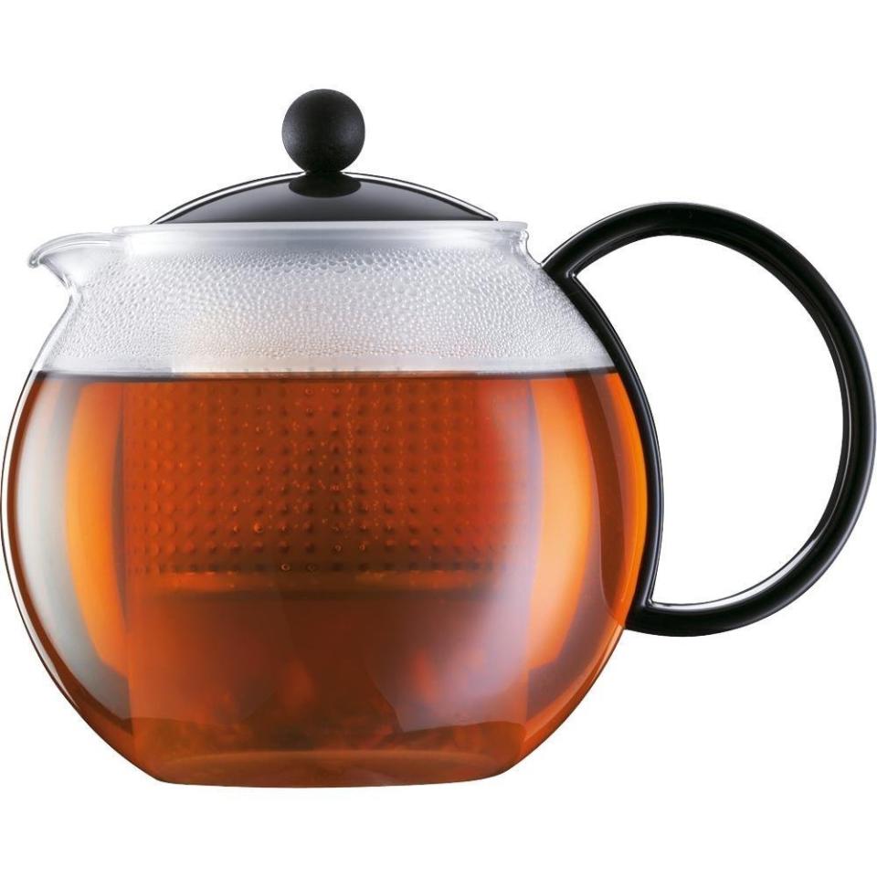 Time to switch it up -- a snow day is the ideal opportunity to brew a perfect spot of tea. This tea press makes it all so easy. <br> <a href="http://www.amazon.com/Bodum-Assam-Press-34-Ounce-Black/dp/B00B5HQYK2/ref=zg_bs_3117950011_4" target="_blank">Bodum Assam Tea Press, 34-Ounce</a>, Amazon, $29.97