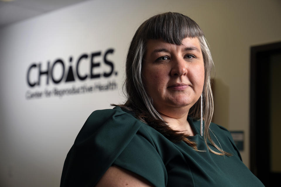 Choices Center for Reproductive Health President and CEO Jennifer Pepper poses for a photo at the clinic Thursday, June 15, 2023, in Carbondale, Ill. A year after the U.S. Supreme Court ended a nationwide right to abortion, lawmakers, courts and voters are still determining exactly how the legal landscape could settle. (AP Photo/Jeff Roberson)