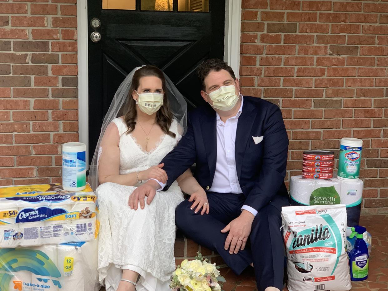 Aviva and Josh Margolis got married using Zoom video conferencing technology when the coronavirus pandemic halted their wedding plans. (Photo: Courtesy of Aviva Sauer)