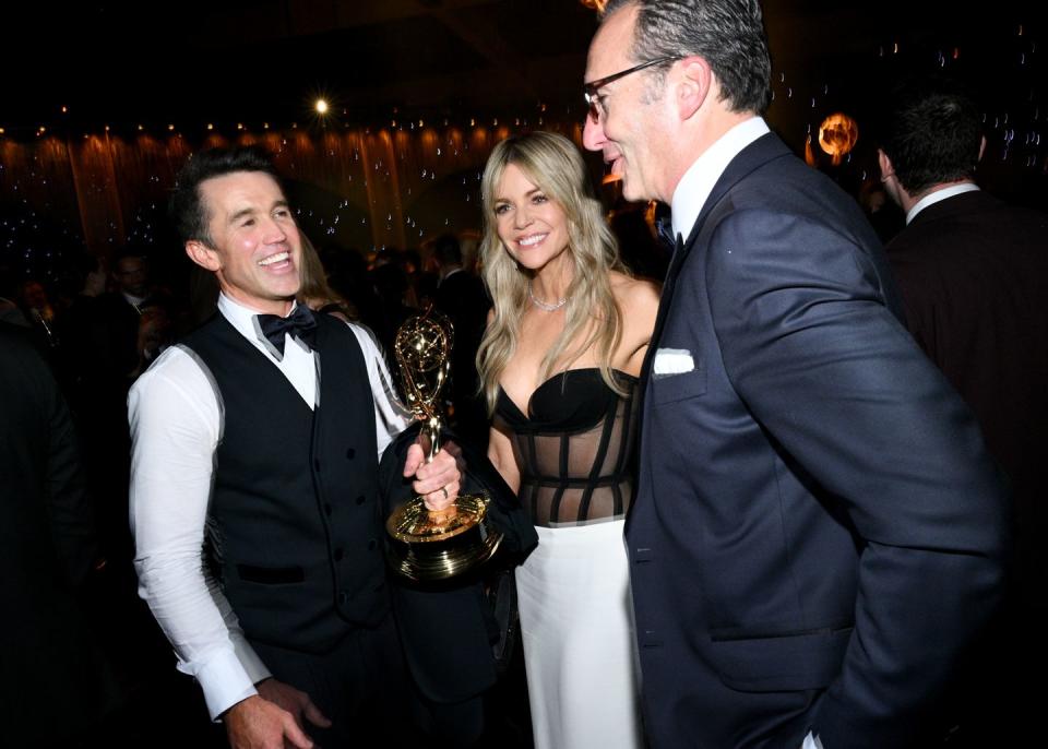 rob mcelhenney, kaitlin olson, and charlie collier at 75th emmy gala