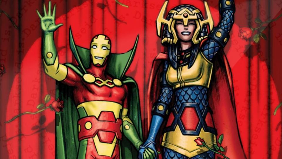 The heroes from Apokolips and New Genesis, escape artist Mister Miracle and his super strong wife, Big Barda.