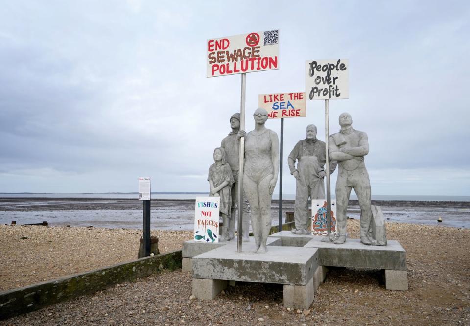 Campaigners protest against sewage spills in Whitstable, Kent (PA)