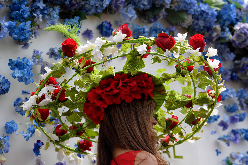 <p>A view of a racegoers hat at the Royal Ascot on June 20, 2017. (Toby Melville/Reuters) </p>